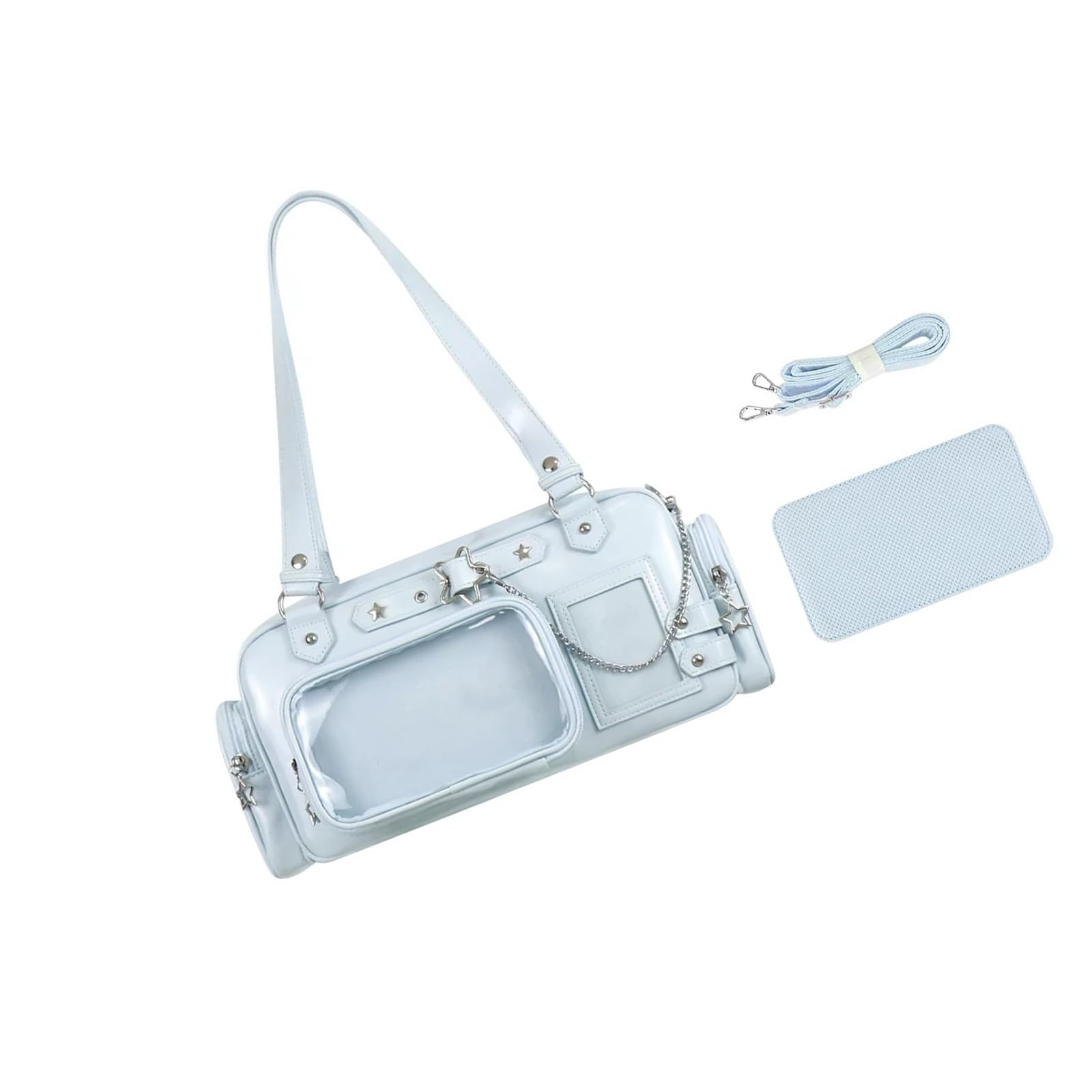 Borsa a tracolla a tema anime da donna con display trasparente e tasche multiple con finestra trasparente