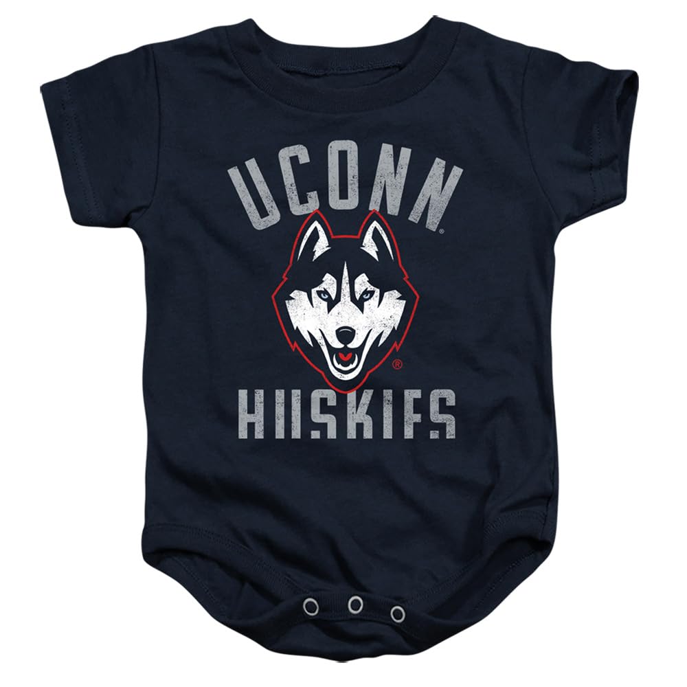 University of Connecticut Official Huskies Logo Unisex Infant Snap Suit for Baby,Navy, 6 Months