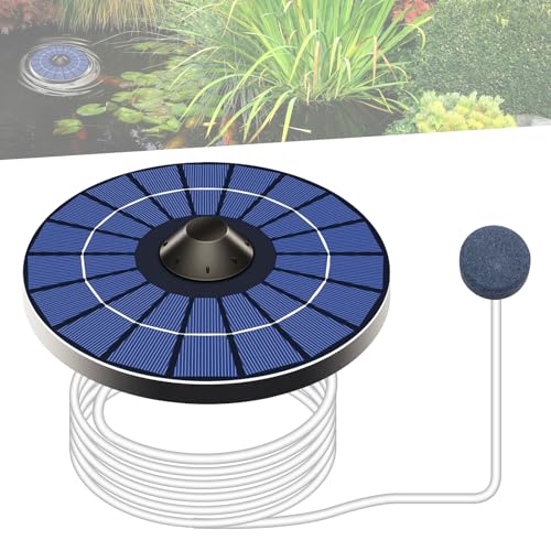 solar Sauerstoffpumpe für Aquarium und Teich, mit Luftblasenstein und Sauerstoffrohr, Solar-Luftpumpe, für Wasserzirkulation und Angelbelüfter