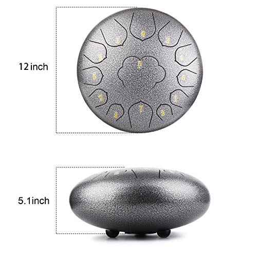 Steel Tongue Drum 13 Notes 12 Inch Percussion Instrument C-Key Handpan Drum With Bag,Couple of Mallets,for Musical Education Concert Mind Healing Yoga - Thumbnail 6