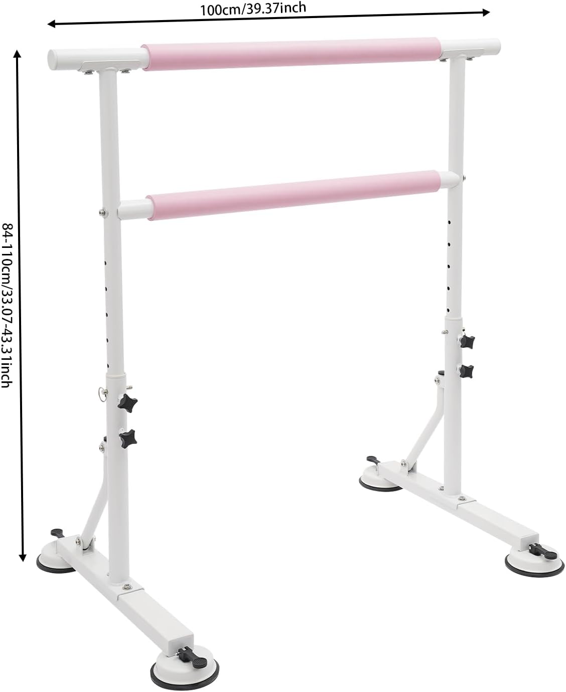 Adjustable Ballet Bar, Freestanding Ballet Barre, Heavy Duty Dance Bar with Non-Slip Base, 6 Height Levels for Ballet, Stretching and Training, for Kids and Adults