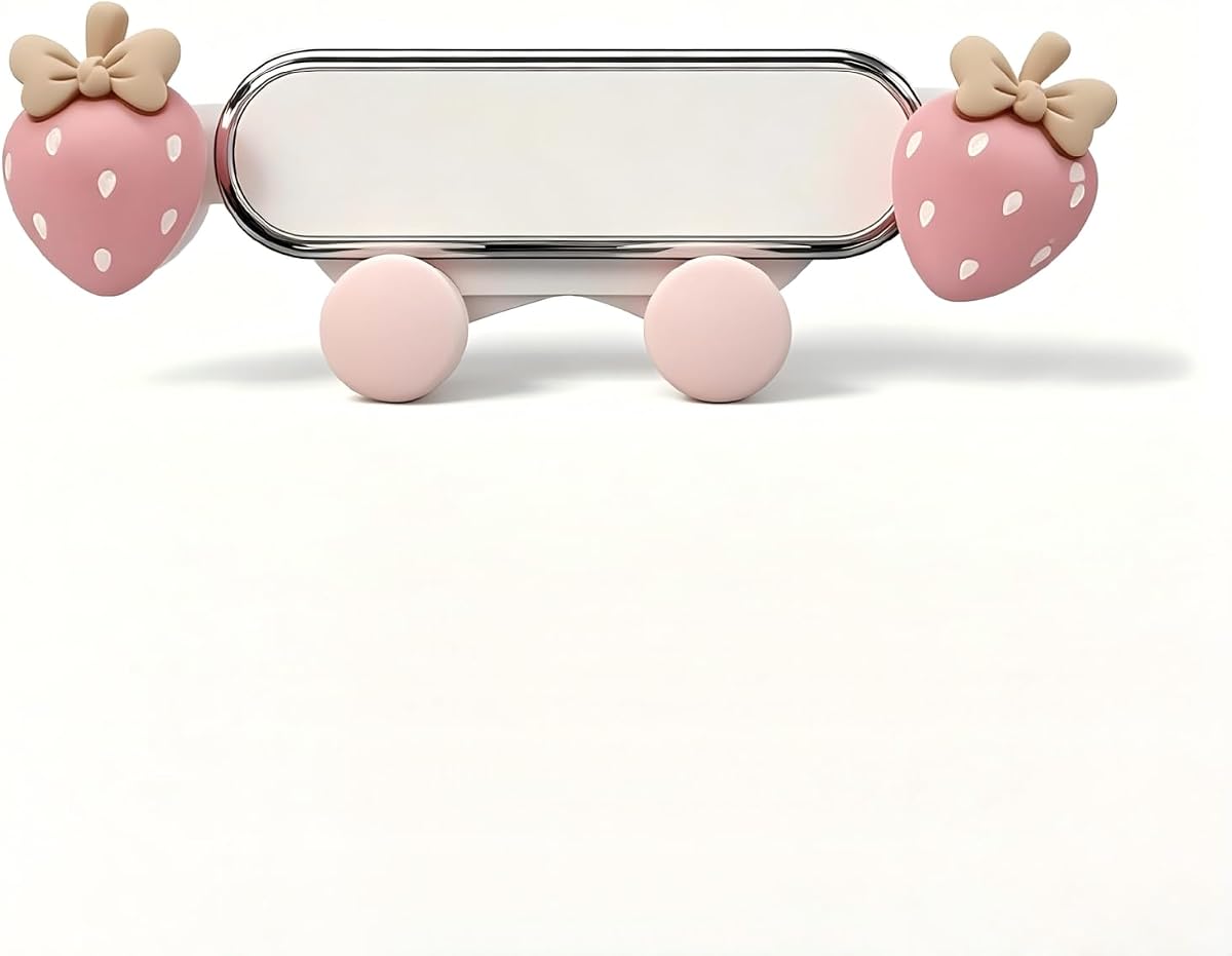 Soporte para teléfono con ventilación para automóvil, diseño de fresa y nube rosa, lindo soporte para teléfono para automóvil, soporte para teléfono con ventilación ajustable giratorio de 360 °, universal para la mayoría de los automóviles, SUV y camiones (Estilo B)
