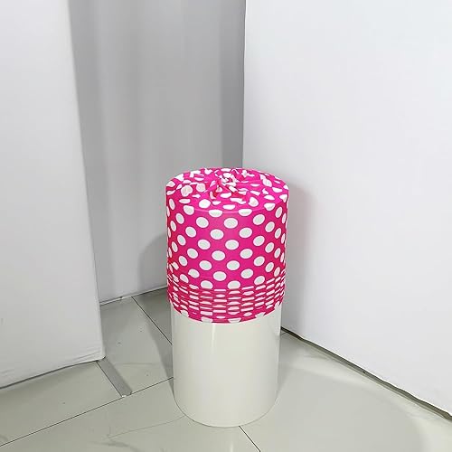 Miniatura 2 de Cubierta cilíndrica de lunares rosados para decoración de fiesta de cumpleaños de bebé niña, cubierta de pedestal de tela elástica