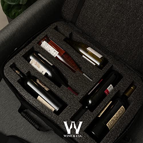 Bolsa Mala Para Transportar 6 Garrafas Vinho em Viagens Com Espuma De Proteção Anti Shock (Preto)