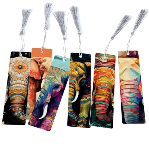 Marque-pages éléphant colorés lot de 6 une idée cadeau pour lecteurs