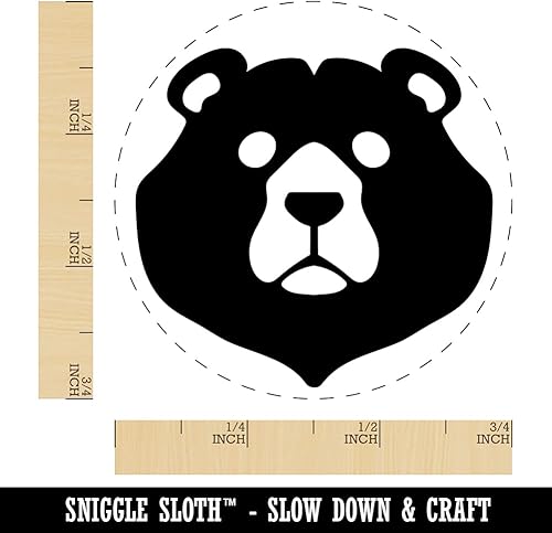 Miniatura 2 de Black Bear Head - Sello de goma autoentintado para sellar tinta y planificadores de manualidades, tamaño pequeño de 34 pulgadas, tinta marrón