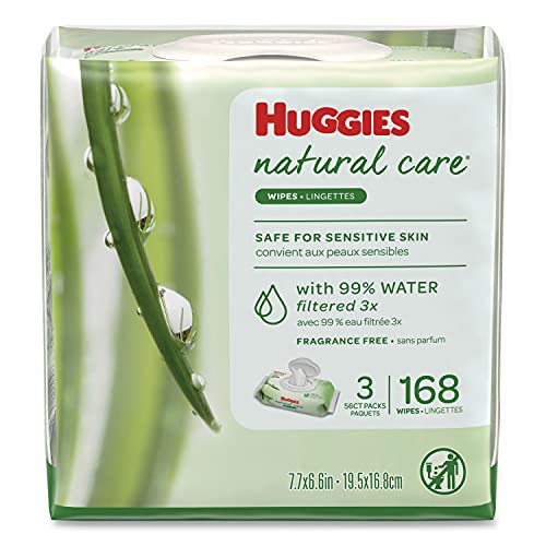 Image of Huggies Natural Care Baby Wipes, Unscented, White, 56/Pack, 3-Pack/Box
