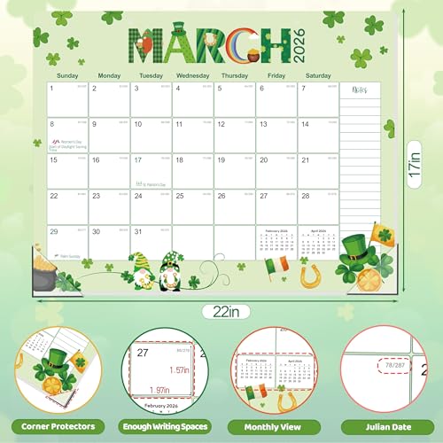 Image of GuassLee Desk Calendar 2026-2027 Large 22 inch x 17 inch Desktop /Wall Monthly Calendar 18-Month School Year Planner Covers January 2026 to June 2027 with Julian Date&Notes for Easy Organizing
