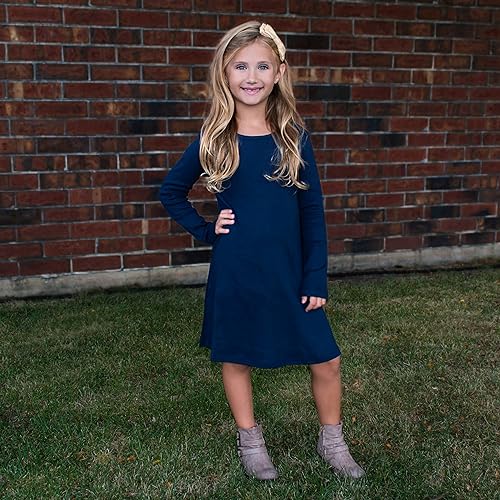 City Threads Girls' Cotton Long Sleeve Dress for School Party Dress Play Base Layer for Sensitive Skin SPD Sensory Friendly, Hot Pink, 103
