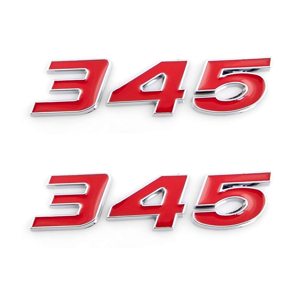 2Pcs 345 Emblems 3D Nameplate Premium Car Badge Decal Replatement For Challenger Chrysle 300c (Red)