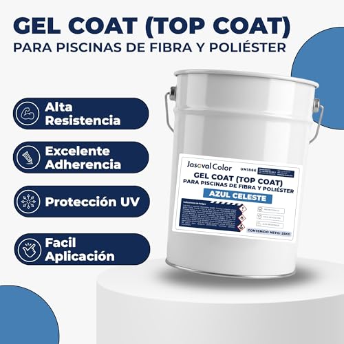 Miniatura 3 de Jasoval Color - Gel Coat Piscinas Azul Celeste, Pintura Piscina Fibra De Vidrio Y Poliester, Gel Coat Parafinado - Top Coat, 25 Kg Pintura 0,5 L Catalizador