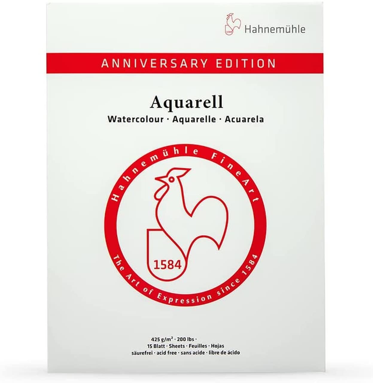 Hahnemuhle Anniversary Watercolour Paper Block Natural White 30x40cm 15 Sheets