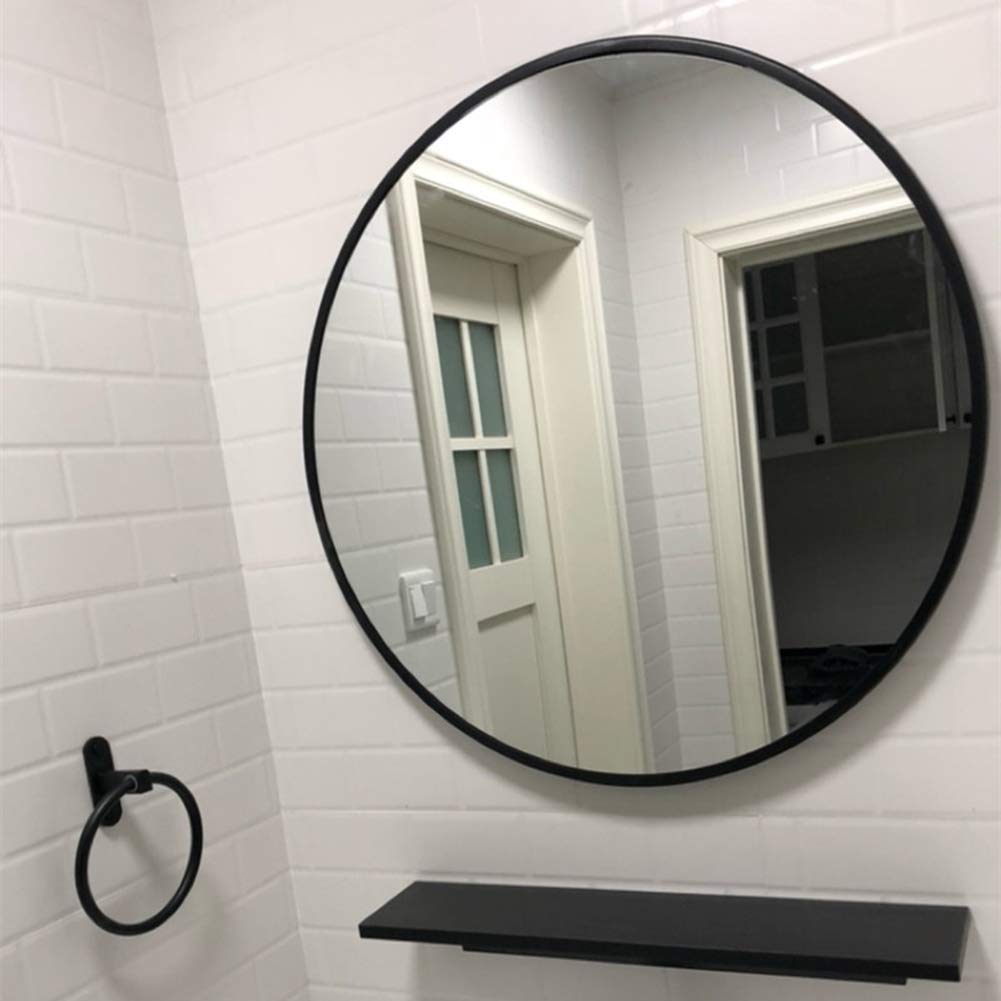 Cuarto de baño montado en la Pared Espejo Redondo- Enmarcado metalico Espejo de vanidad Grande Espejo de Aumento Espejo de Maquillaje de Ducha- Dormitorio Dormitorio Pasillo de la habitación