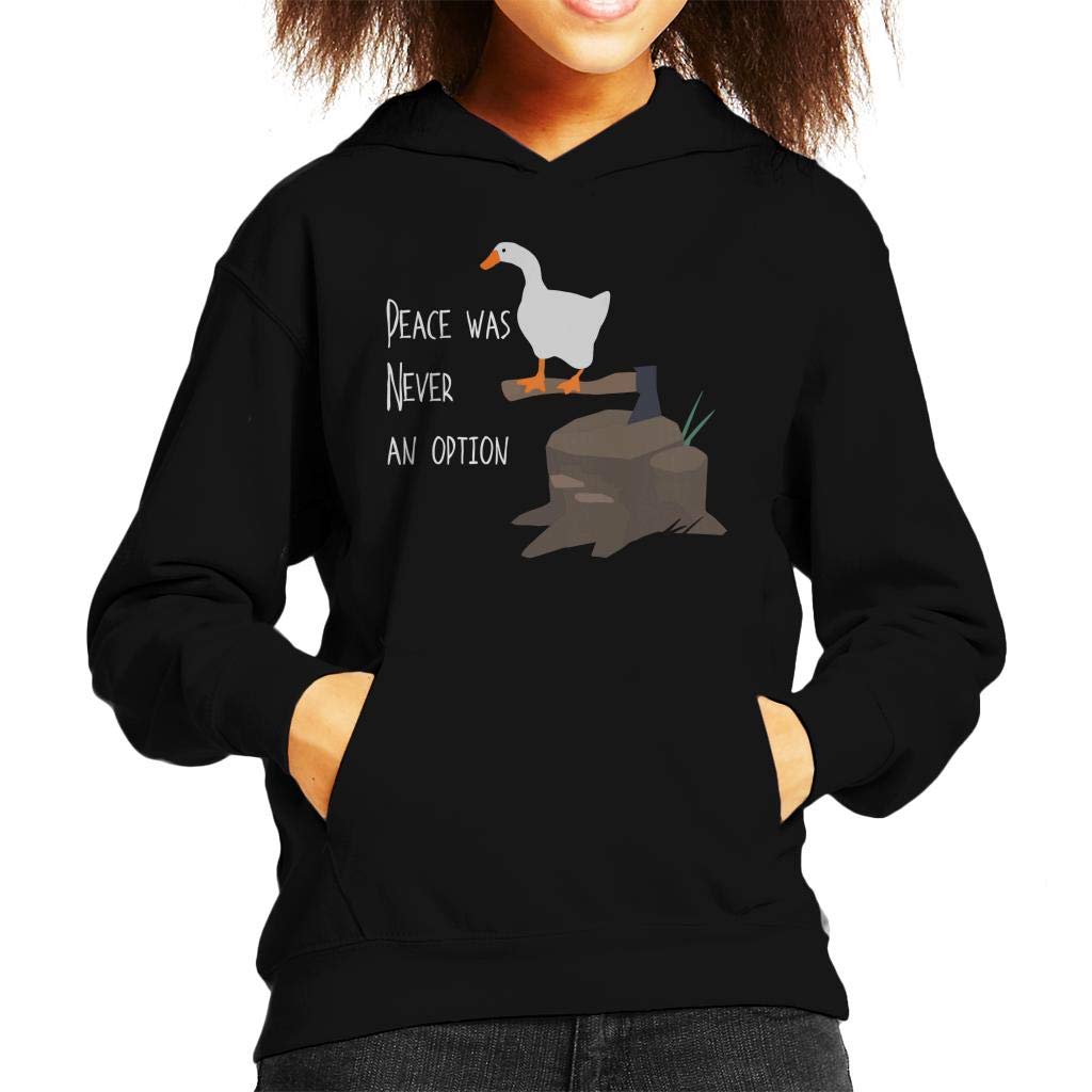 Cloud City 7 Peace was Never an Option Untitled Goose Game Kid's Hooded Sweatshirt Black