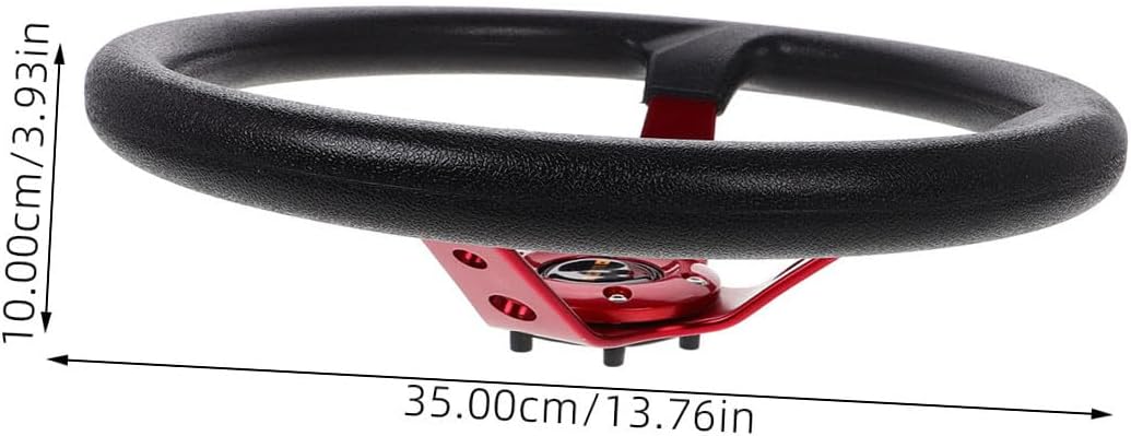 Universal 14 Inch Racing Pu Steering Wheel 350mm with Horn Button for Car Golf Cart Playground Drift and Kart Racing Red