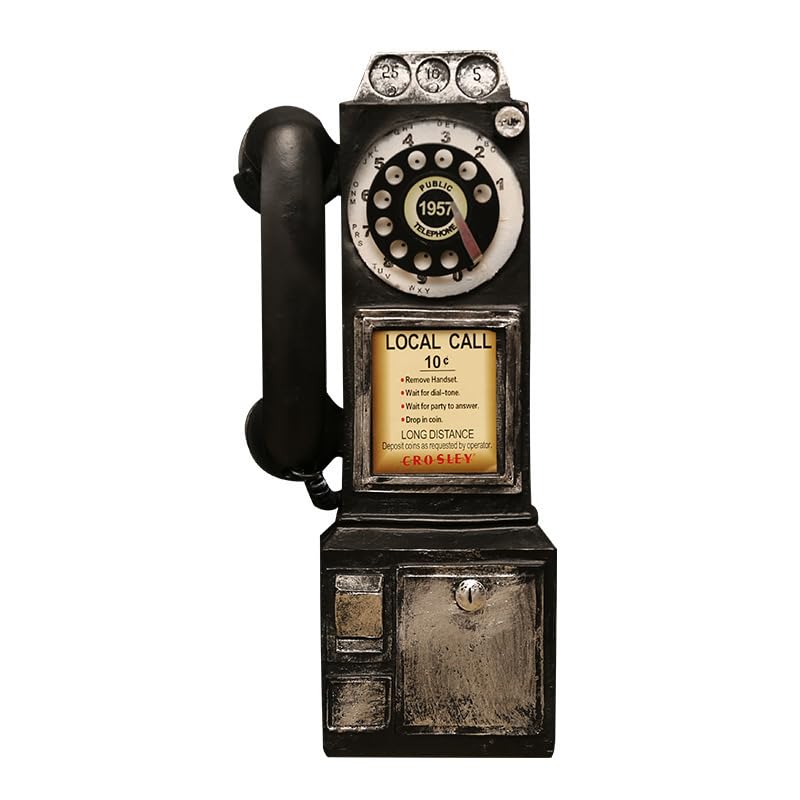 Teléfono con esfera rotativa antigua CHAOHAOKE de resina negra para decoración vintage de bar