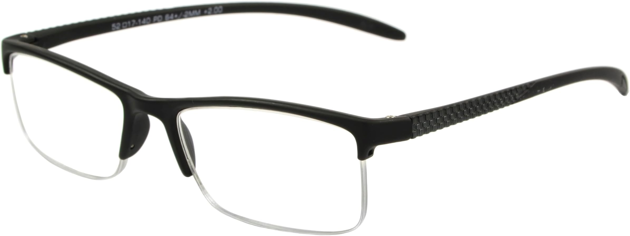 Men's Paolo Square Reading Glasses, Black/Transparent, 59 mm