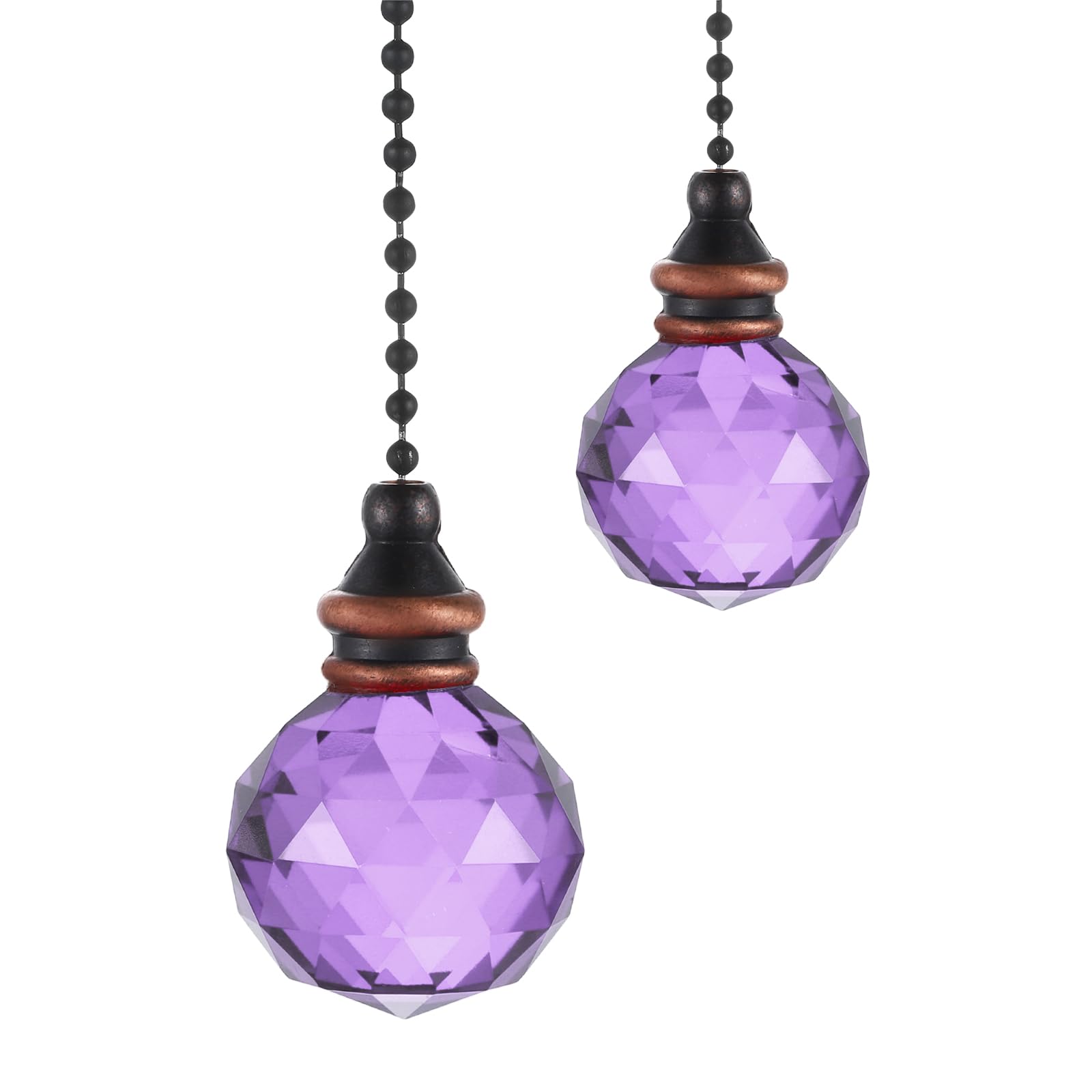 sourcing map 2Pack Ceiling Fan Pull Chain, 12 Inch Decorative Ornaments Crystal Pendant Pull Chain Extension for Ceiling Fans Light Lamp, Purple