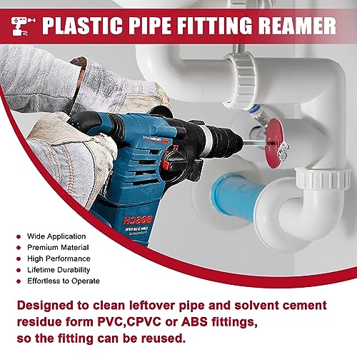 PVC Pipe Reamer, 6 Piece Plastic PVC Pipe Fitting Saver Kit Fit into Standard 1/2\" Drills PVC Socket Saver Tool Contains 3/4inch, 1inch, 1-1/2inch, 2inch, 3inch, 4inch Head - Thumbnail 6
