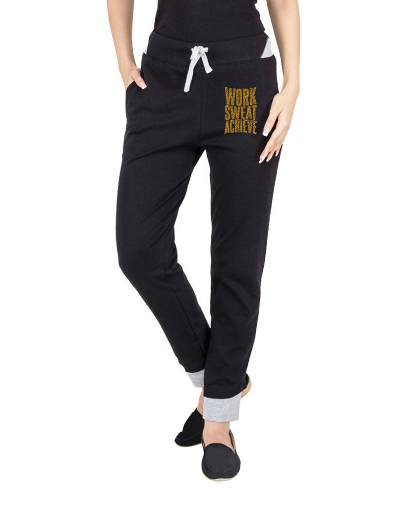 Campus Sutra Womens Printed Track Pant Black in black