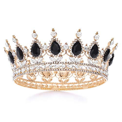 Image of Foyte Baroque Queen Crown and Tiaras Sparkly Rhinestone Wedding Crown Bride Tiaras Royal Princess Full Tiaras Headpieces for Women and Girls