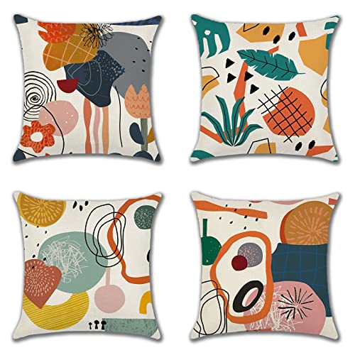 JOTOM Abstract Art Cushion Covers 45x45 cm Modern Boho Geometric Decorative Throw Pillow Covers 18x18 Inch Sofa Car Square Pillowcase for Outdoor Home Bed Couch Decor Set of 4 (Abstract Pattern)