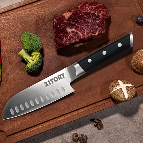 Kitory 8 Inch Chef Knife Mtd06 + 5.5 Inch Santoku Knife Mtd04 - Ergonomic Pakkawood Handle-Gift Box - Metadrop Series #TOP7