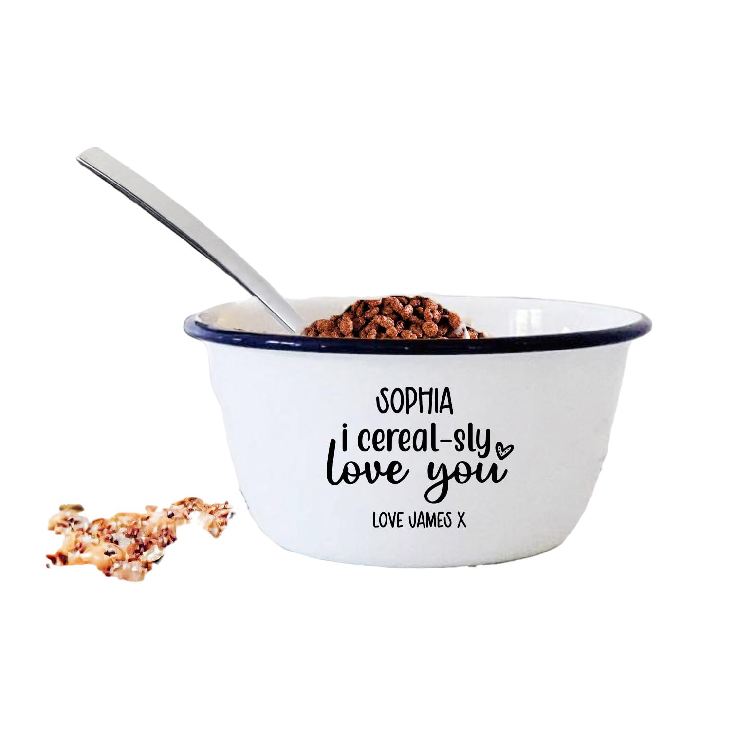 Personalised Engraved Cereal Bowl, Enamel, Snack Pot, Cerealsly Love You, Gift For Him Her, Fathers Mothers Day, Daddy, Stocking Filler