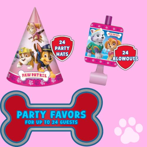 Unique Paw Patrol Girl Birthday Decorations | Serves 24 | Officially Licensed Plates, Napkins, Party Hats, Blowouts, Banner, and Table Cover Supplies for Birthdays, Parties, and Celebrations, Pink by Unique - Used condition - Image 4