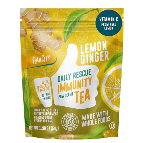 FlavCity Immunity Tea Powder - Ginger, Turmeric, & Lemon Herbal