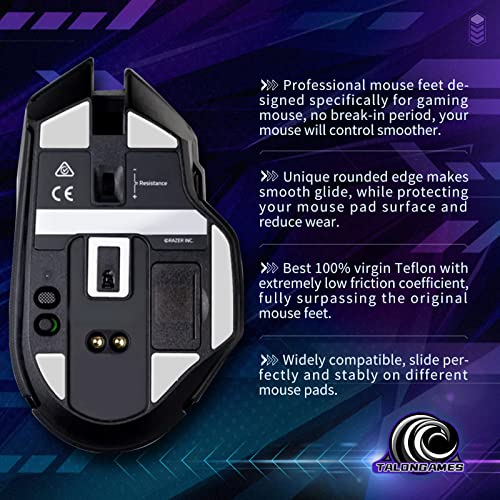 Talongames Rounded Curved Edges Mouse Feet Skates Pads Compatible With Razer Basilisk Ultimate Hyperspeed Wireless Gaming Mouse Feet Replacement(0.8Mm, Smooth, Pure White Ptfe) Pro Performance Upgrade #TOP4