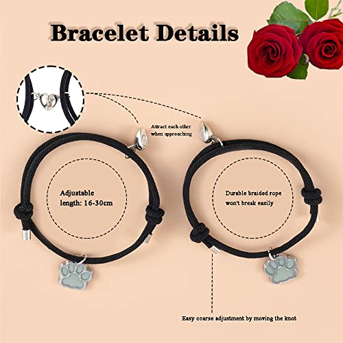 Bogoro Hundepfote Armband, Pfote Armbands Damen, Damen Armbänder, Leuchtendes Katze Pfoten Armbands, Fernbeziehung Armband-s, Geschenk für Hundebesitzer,Ehefrau,Freundin