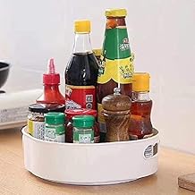 Apidian 360° Rotating Kitchen Organizer Tray Lazy Susan Rack Multi-Purpose Kitchen Storage Revolving Tray Cosmetic Organizer Rotating Tray Lazy Susan for Kitchen Cabinet (Cream, Meduim)