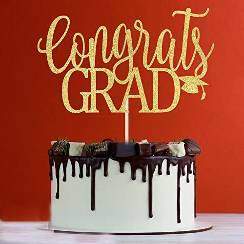 Lveud Congrats Grad Cake Topper,Congratulations Cake Toppers 2023 Graduation Cake Topper For 2023 Graduation Party Cake Decorations (Golden) #TOP2