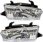 Evan-Fischer Headlight Set Compatible with 1997-1999 Subaru Legacy Left Driver and Right Passenger Side Halogen With bulb(s)