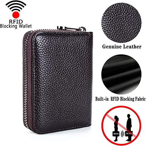 VOGARD Genuine Leather Unisex Credit Card Holder Wallet Rfid Blocking Secure Card Case Id Case Organizer Zipper Wallet (Pop60-Brown-New) 5 51JCI2VkOZL
