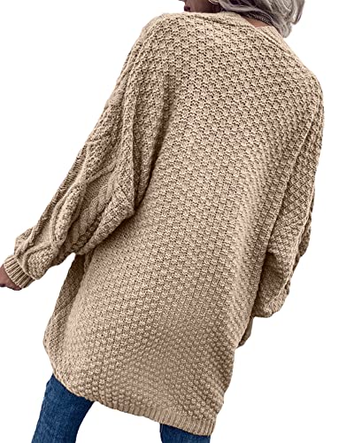 Image of Dyexces Womens Oversized Cable Knit Long Sleeve Lantern Cardigan Sweaters