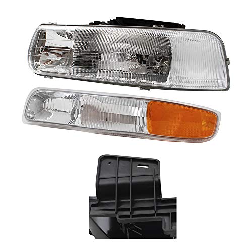 Brock Replacement 6 Pc Set Headlights Replacement Fog Lights & Side Signal Marker Lights Compatible With 1999-2002 Silverado Pickup Truck #TOP2