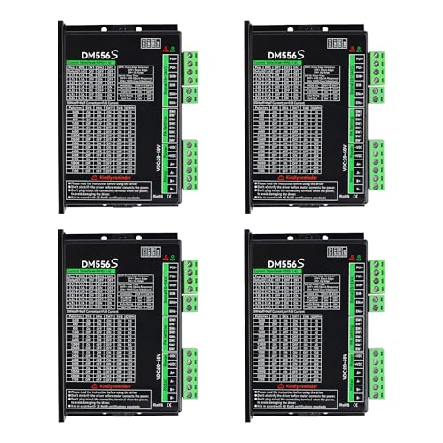 RATTMMOTOR 4PCS DM556S Stepper Motor Driver MAX 6A CNC Digital Stepper Motor Controller 200-51200 Micro-Step Resolution, 20-50VDC, Drive 4,6,8-Wire 2-Phase Stepper Motor for CNC Router Machine