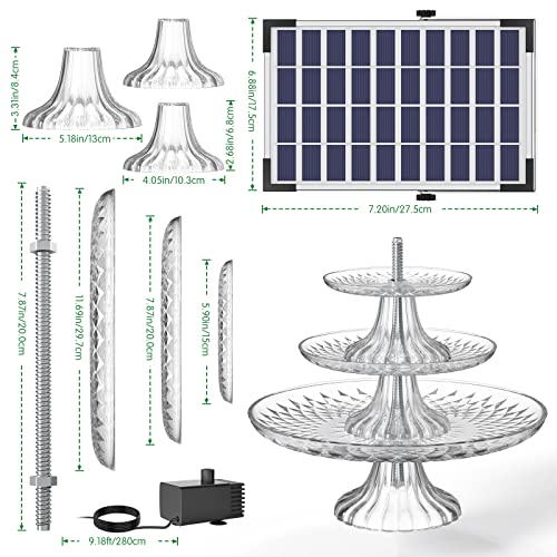 Aisitin 3 Tiered Bird Bath With 5.5W Solar Pump, Diy Solar Fountain Detachable And Suitable For Hummingbird Bird Bath, Garden Decoration, Outdoor Bird Feeder #TOP3