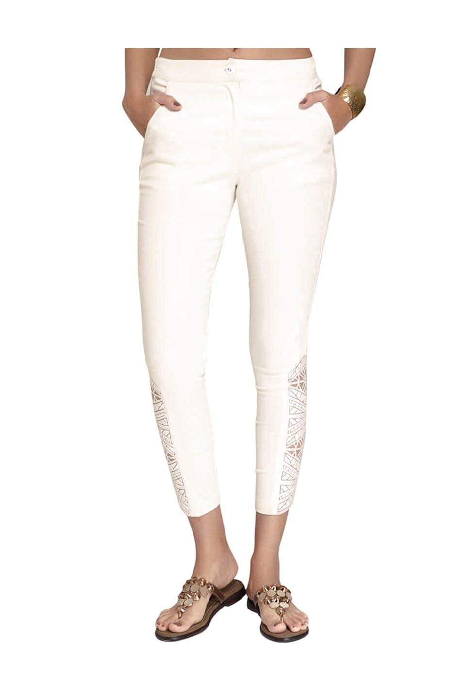 Embroidered Cigarette Trousers 