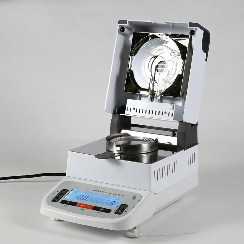 Analizador de humedad, Analizador de humedad halógeno de alta precisión, medidor electrónico de contenido de humedad con legibilidad de 0,0001g, capacidad máxima de 120g, mejora la eficiencia del lab