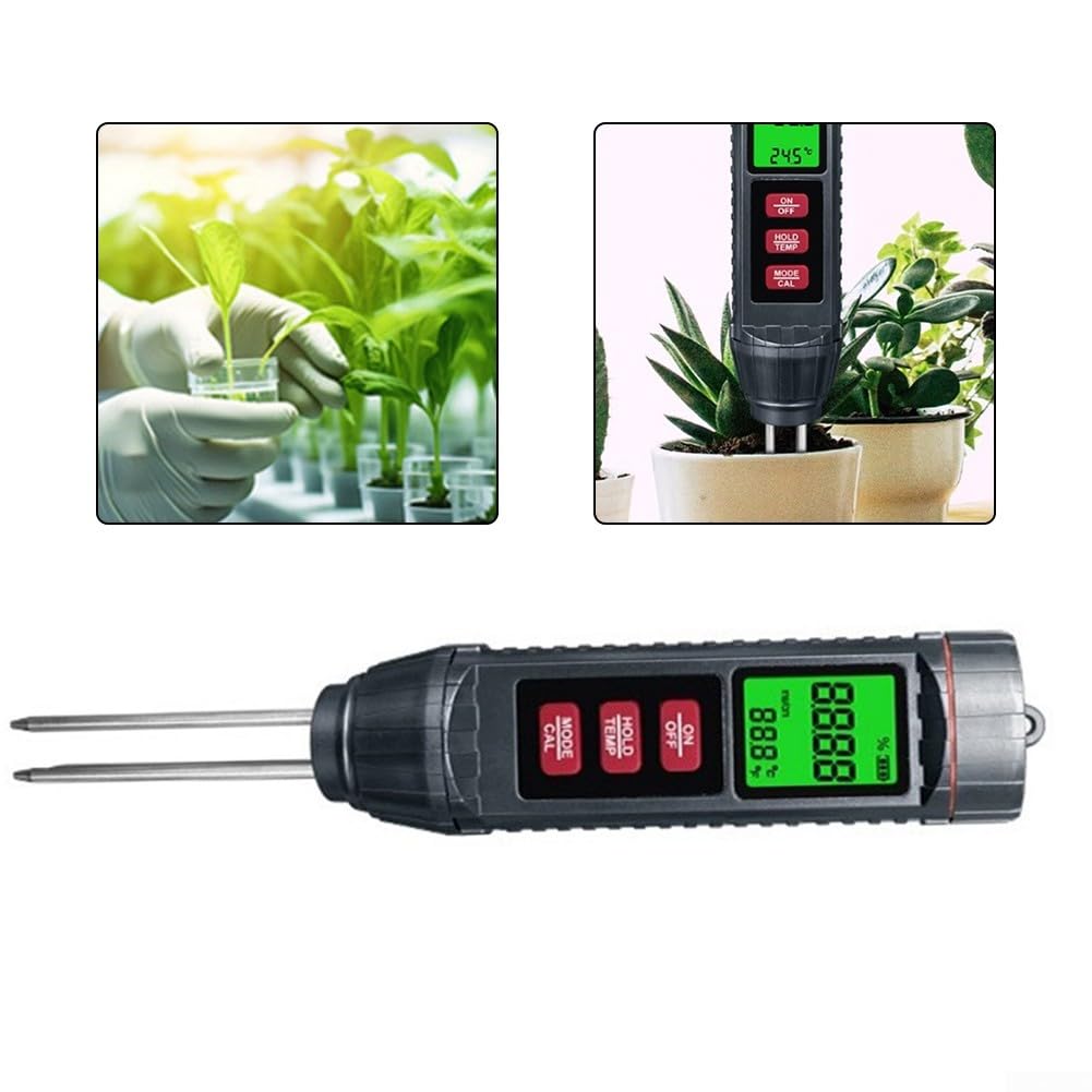 Probador digital de suelo 3 en 1, sensor higrómetro que mide la conductividad de la humedad, herramienta de jardín de fácil lectura para plantas en maceta, lechos de verduras, sonda de 60 mm