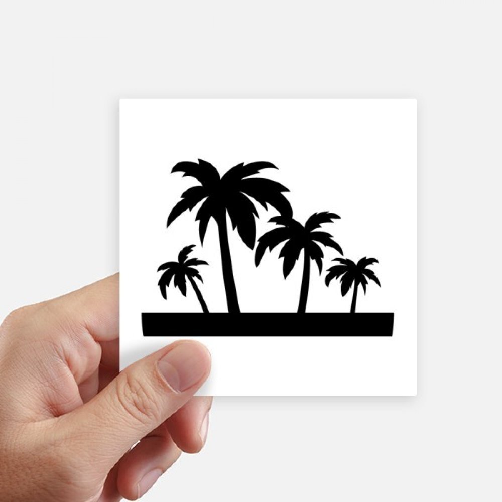 Autocollant carré silhouette de cocotier noir DIYthinker 10cm pour mur et pc x8