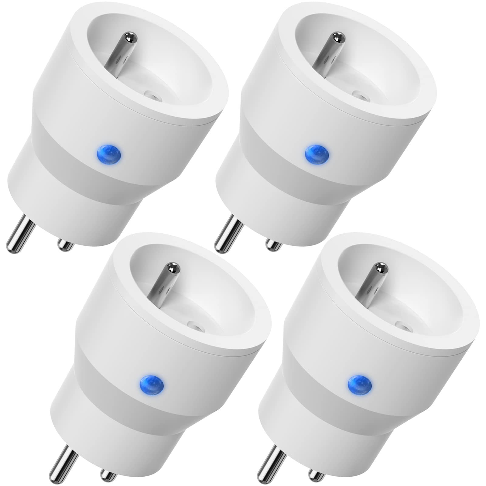 Prise Connectée WiFi, 10A Prise Intelligente Compatible avec Alexa, Google Assistant, Commande Vocale, Contrôle à Distance et Configuration Bluetooth, 4 Pack