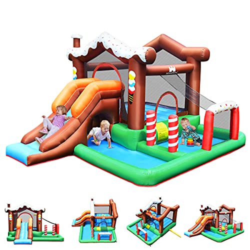 GOPLUS Castillo Hinchable, Castillo Hinchable para Ninos Adecuado de 3 a 10 Años, 380 x 330 x 220 cm - Castillo Inchable Infantil Interior Exterior, Con Tobogán, Zona de Salto Cover