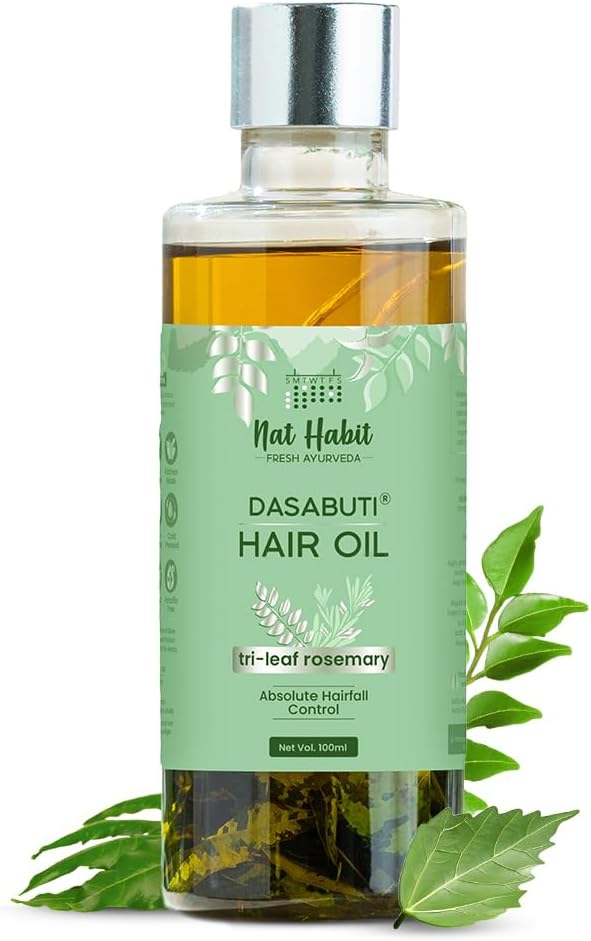 Nat Habit Tri-Leaf Rosemary Winter Hair Oil For Men & Women Hairfall Reduction, Suitable For All Hair Types, No Paraffin, Mineral Oil, Preservatives & Chemicals, 100ml