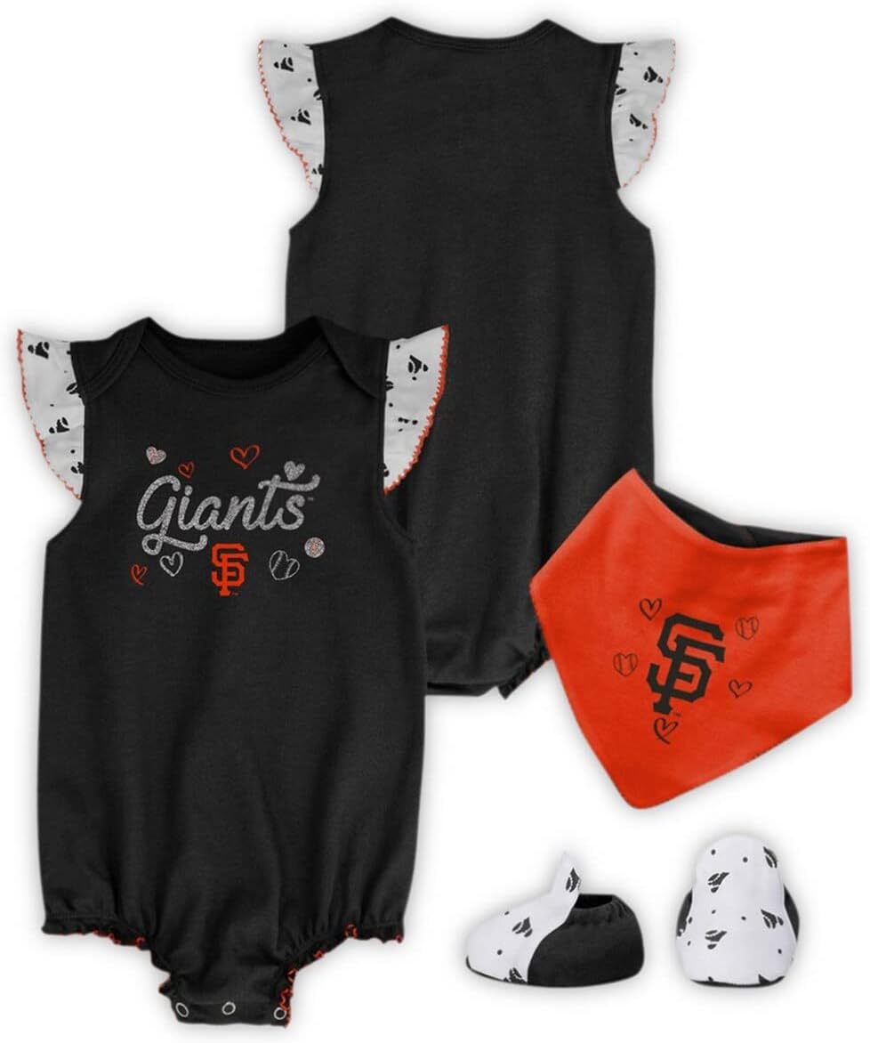 Outerstuff MLB Girls Newborn & Infants 0-24 Months Home Plate 3 Piece Onesie Creeper Bodysuit Romper, Bib & Booties Set : Sports & Outdoors