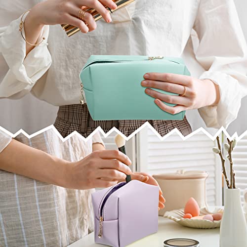 9 Pcs Small Preppy Makeup Bag Leather Zipper Cosmetic Bag Water Resistant Versatile Makeup Pouch Travel Cosmetic Organizer Portable Toiletry Bag Daily Storage Beauty Bag Organizer For Women Girls Gift #TOP6