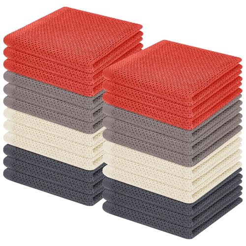 Image of Homaxy 100% Cotton Waffle Weave Kitchen Dish Cloths, Ultra Soft Absorbent Quick Drying Dish Towels, 12 x 12 Inches, 24-Pack, Multicolor